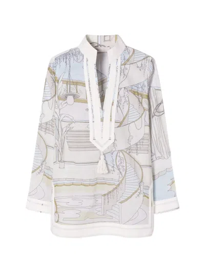 Tory Burch Printed Tory Tunic In White