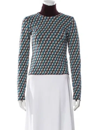 Pre-owned Tory Burch Printed Turtleneck Sweatshirt W/ Tags In Blue