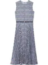 Tory Burch Printed Twill Crewneck Midi Dress In Blue