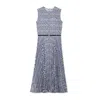 Tory Burch Printed Twill Crewneck Midi Dress In Blue Cndy Dot
