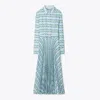 Tory Burch Bedrucktes Midikleid Aus Twill In Blue Glass Swan Allover