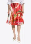 Tory Burch Printed Twill Pleated Skirt In Red
