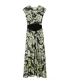 Tory Burch Floral Pattern Midi Dress With Cap Sleeves In Green
