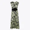Tory Burch Printed U-neck Viscose Dress In Green Pixel Floral