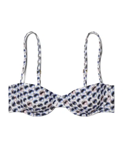 Tory Burch Printed Underwire Bikini Top In Gray