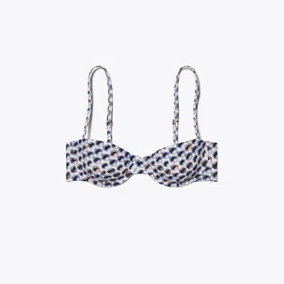 Tory Burch Printed Underwire Bikini Top In Blue Candy Dots
