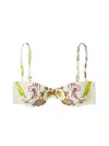 Tory Burch Printed Underwire Bikini Top In Chartreuse Meadow