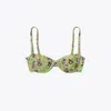 Tory Burch Printed Underwire Bikini Top In Green Scribble Floral