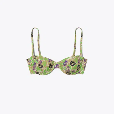 Tory Burch Printed Underwire Bikini Top In Green Scribble Floral