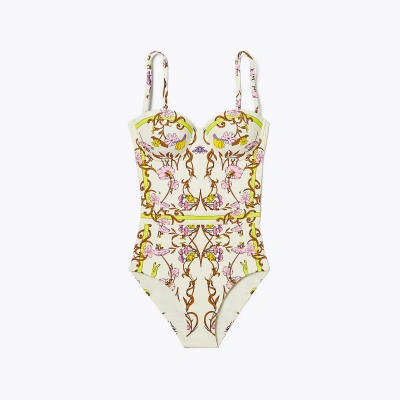 Tory Burch Printed Underwire One-piece Swimsuit In Multicolour