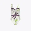 Tory Burch Printed Underwire One-piece Swimsuit In Ivory Zebra Scarf