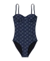 Tory Burch Printed Underwire Swimsuit In Blue