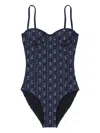 Tory Burch Printed Swimsuit In Blue