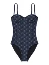 Tory Burch Underwired Swimsuit Adjustable Straps Patterned In Blue