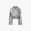Tory Burch Printed Viscose Blazer In Gray