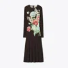 Tory Burch Printed Viscose Jersey Dress In Black