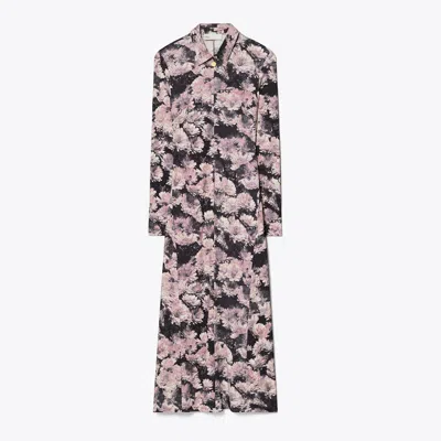 Tory Burch Printed Viscose Polo Dress In Pale Pink Pixel Floral