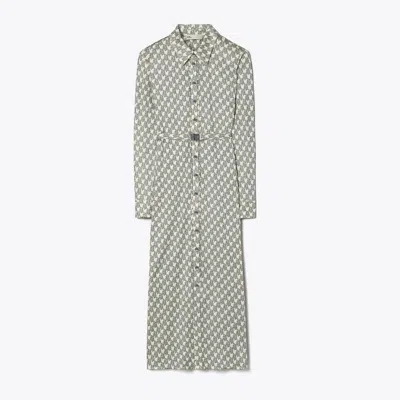 Tory Burch Printed Viscose Shirtdress In Blue Mini Zebra