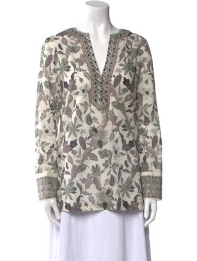Pre-owned Tory Burch Printed V-neck Blouse