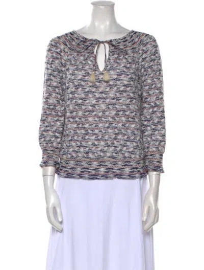 Pre-owned Tory Burch Printed V-neck Blouse In Black