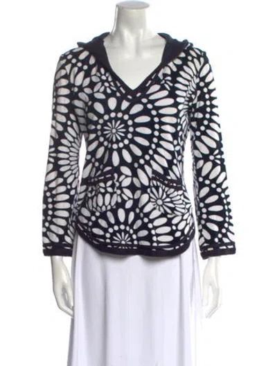 Pre-owned Tory Burch Printed V-neck Sweater In Multi