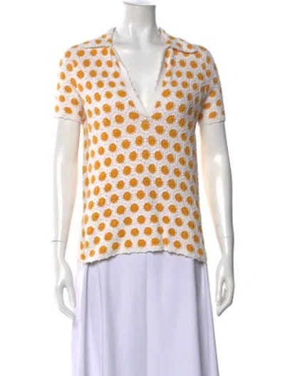 Pre-owned Tory Burch Printed V-neck Sweater In Neutral