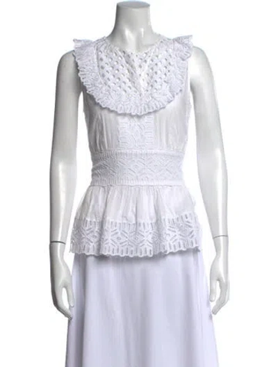 Pre-owned Tory Burch Printed V-neck Top In Neutral