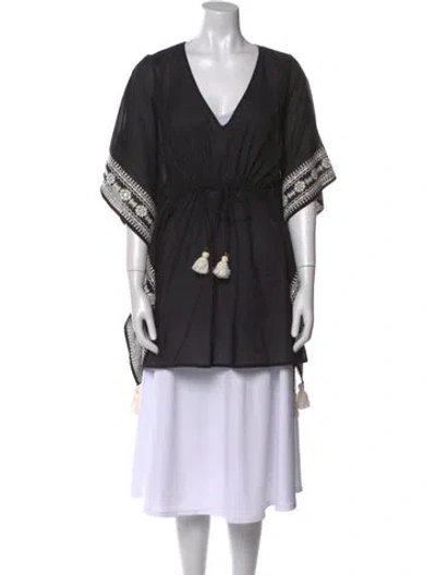 Pre-owned Tory Burch Printed V-neck Tunic In Black