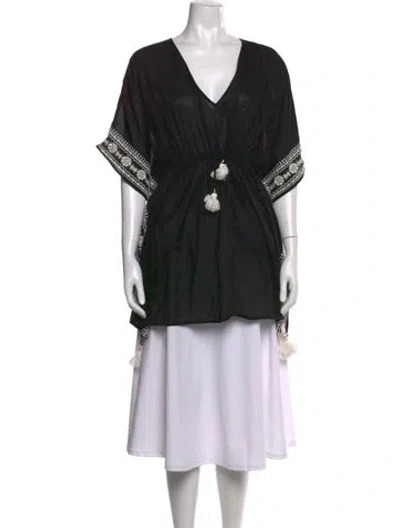 Pre-owned Tory Burch Printed V-neck Tunic In Black