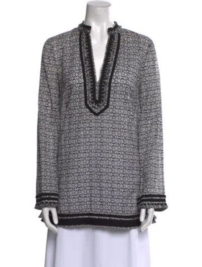 Pre-owned Tory Burch Printed V-neck Tunic In Multi