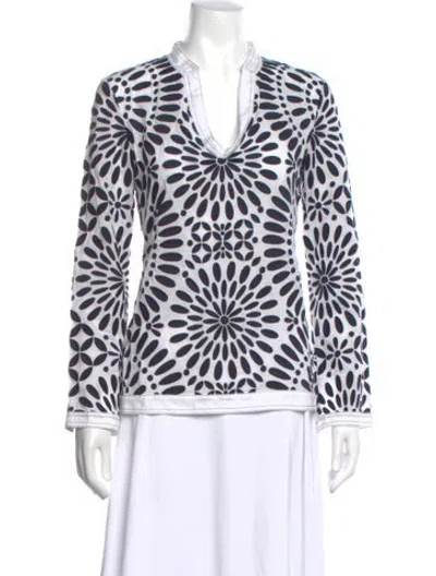 Pre-owned Tory Burch Printed V-neck Tunic In Multi