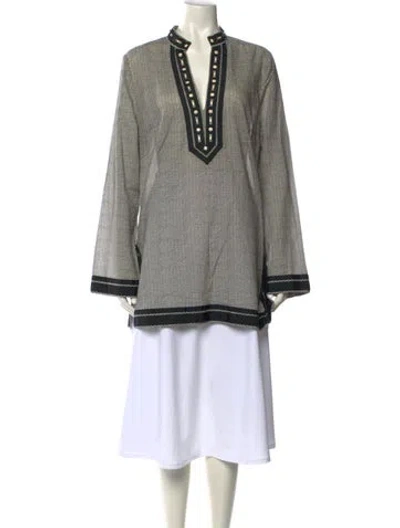 Pre-owned Tory Burch Printed V-neck Tunic In Neutral