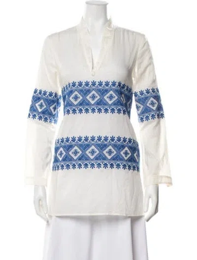 Pre-owned Tory Burch Printed V-neck Tunic In Neutrals