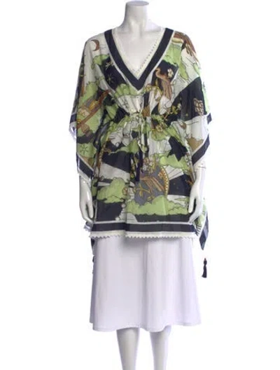 Pre-owned Tory Burch Printed V-neck Tunic W/ Tags In Multi
