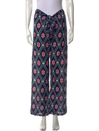 Pre-owned Tory Burch Printed Wide Leg Pants In Blue