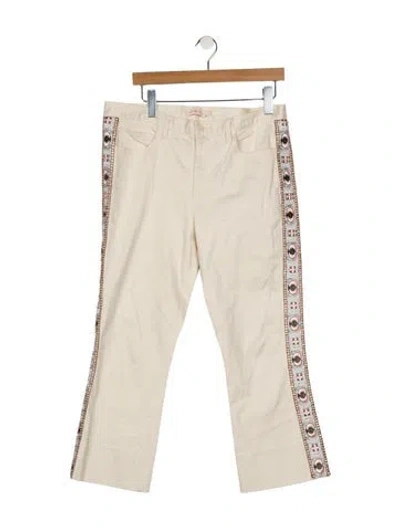 Pre-owned Tory Burch Printed Wide Leg Pants In Neutral