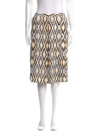 Pre-owned Tory Burch Printed Wide Leg Pants In White