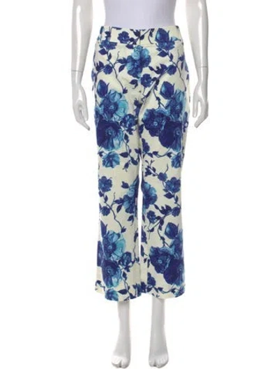 Pre-owned Tory Burch Printed Wide Leg Pants In White