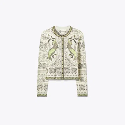 Tory Burch Printed Wool Cardigan In Multi