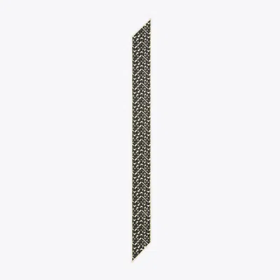 Tory Burch Prismatic T Monogram Silk Ribbon Tie In Prismatic T Monogram Black