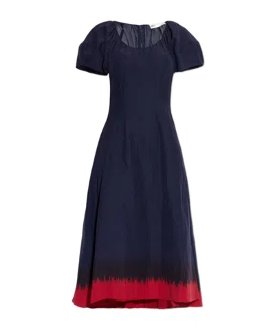 Tory Burch Midi Dress With Balloon Sleeves In Blue