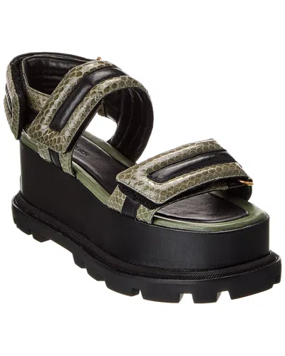 Tory Burch Puffy Sport Leather Sandal In Green