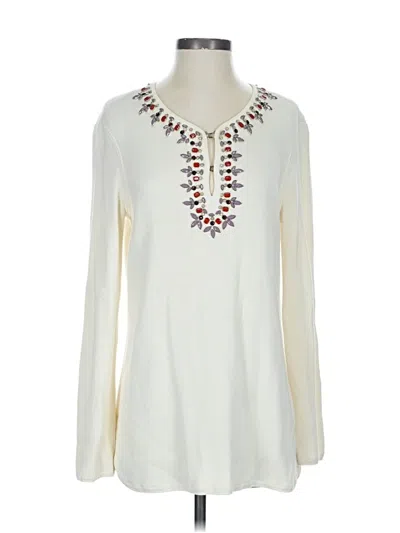 Pre-owned Tory Burch Pullover Sweater In White