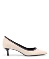 Tory Burch Double T Buckle Kitten Heel Pump In White