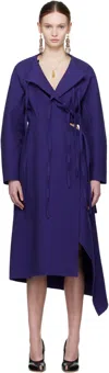 Tory Burch Purple Cotton Wrap Midi Dress In Ballpoint Blue