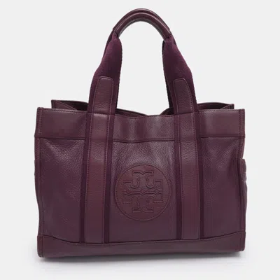 Pre-owned Tory Burch Purple Leather Tote