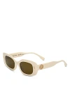Tory Burch Pushed Miller Rectangular Sunglasses, 50mm In Ivory/brown Solid