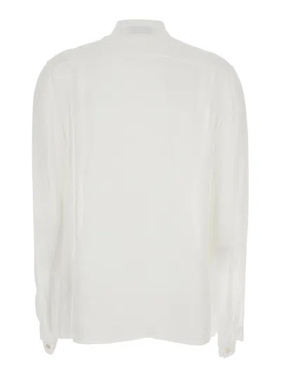 Tory Burch Pussybow Collar Blouse In White