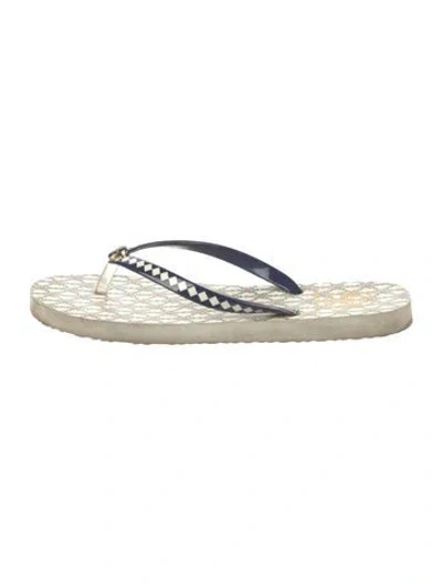 Pre-owned Tory Burch Pvc Flip Flops In Blue