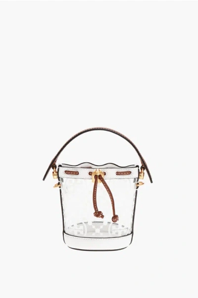 Tory Burch Pvc Monogram Clear Mini Bucket Bag